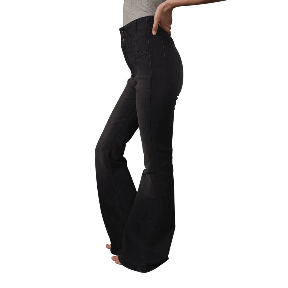 Free People We The Free Jayde Flare Jeans Black Onyx Denim Bell Bottom Size 25 - Picture 14 of 16